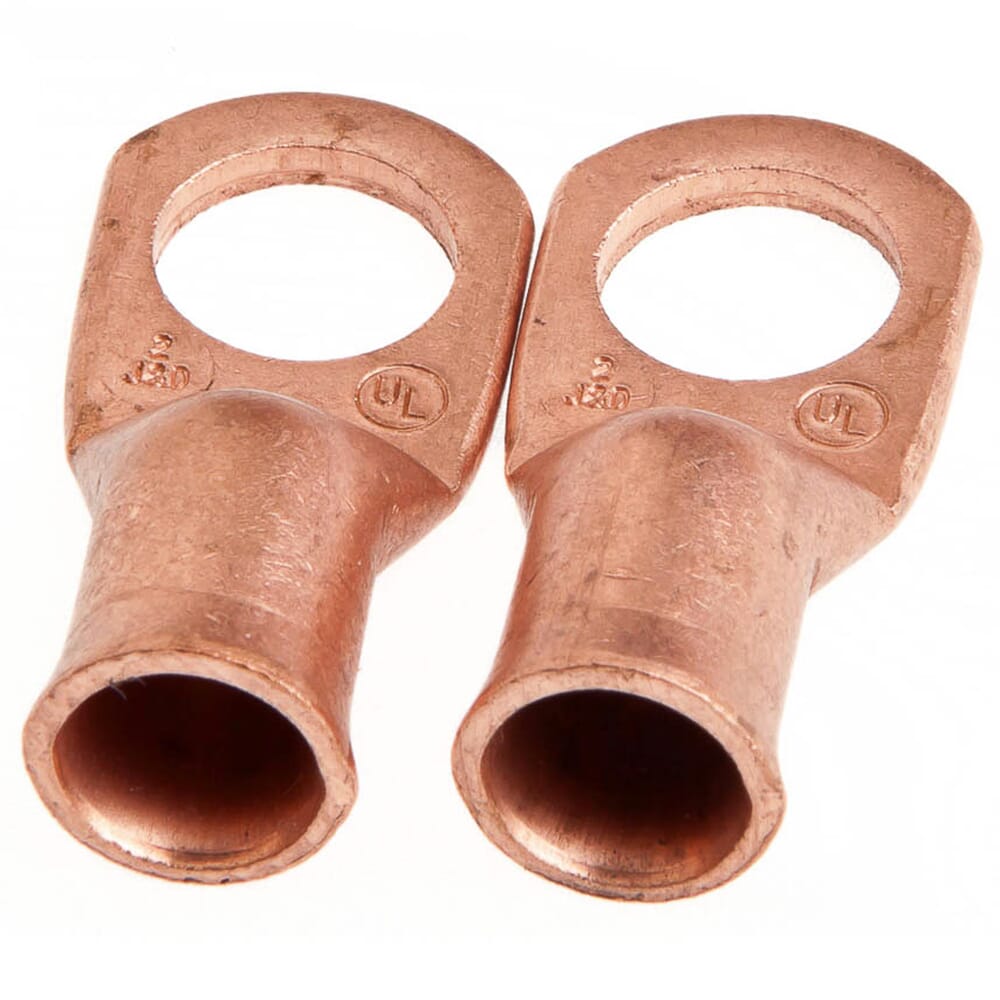 Lug for Number 2 Cable, 1/2 in Stud, Premium Copper
