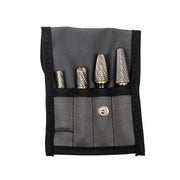 Tungsten Carbide Burr Set, 4-Piece, 1/4 in Shank, with Cloth Pouch
