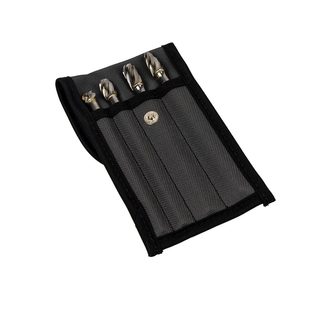 Tungsten Carbide Burr Set, Long Reach, 4-Piece, 1/4 in Shank, with Cloth Pouch