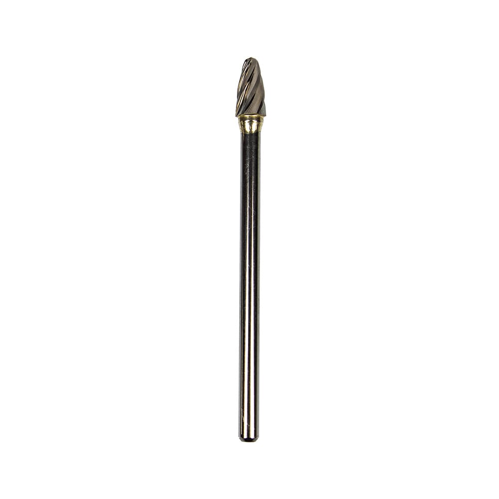 Tungsten Carbide Burr Set, Long Reach, 4-Piece, 1/4 in Shank, with Cloth Pouch