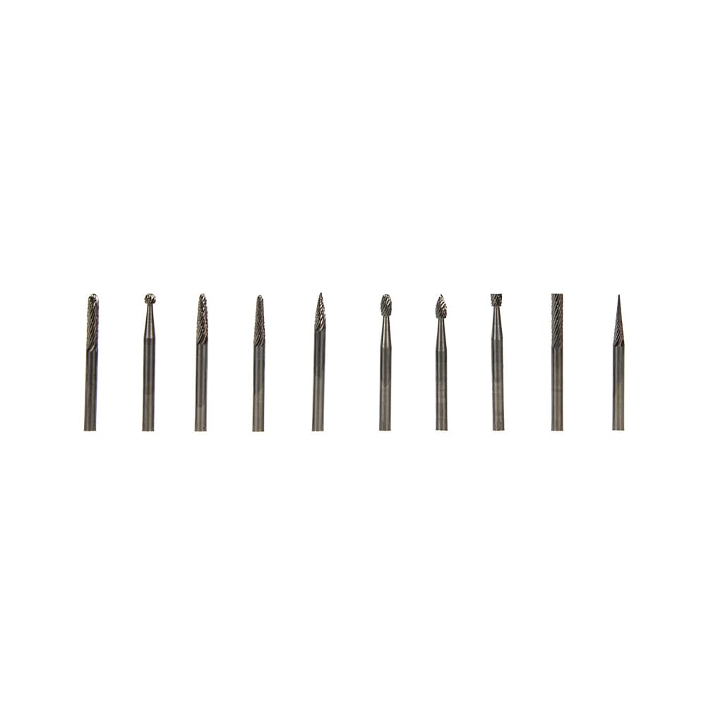 Tungsten Carbide Burr Set, 10-Piece, 1/8 in Shank