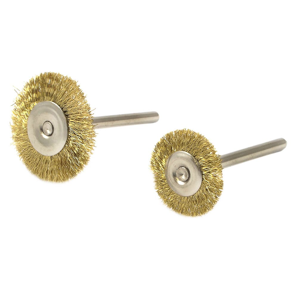 Brush Set, Brass, 1 in and 3/4 in with 3/32 in Shaft (2-Piece)
