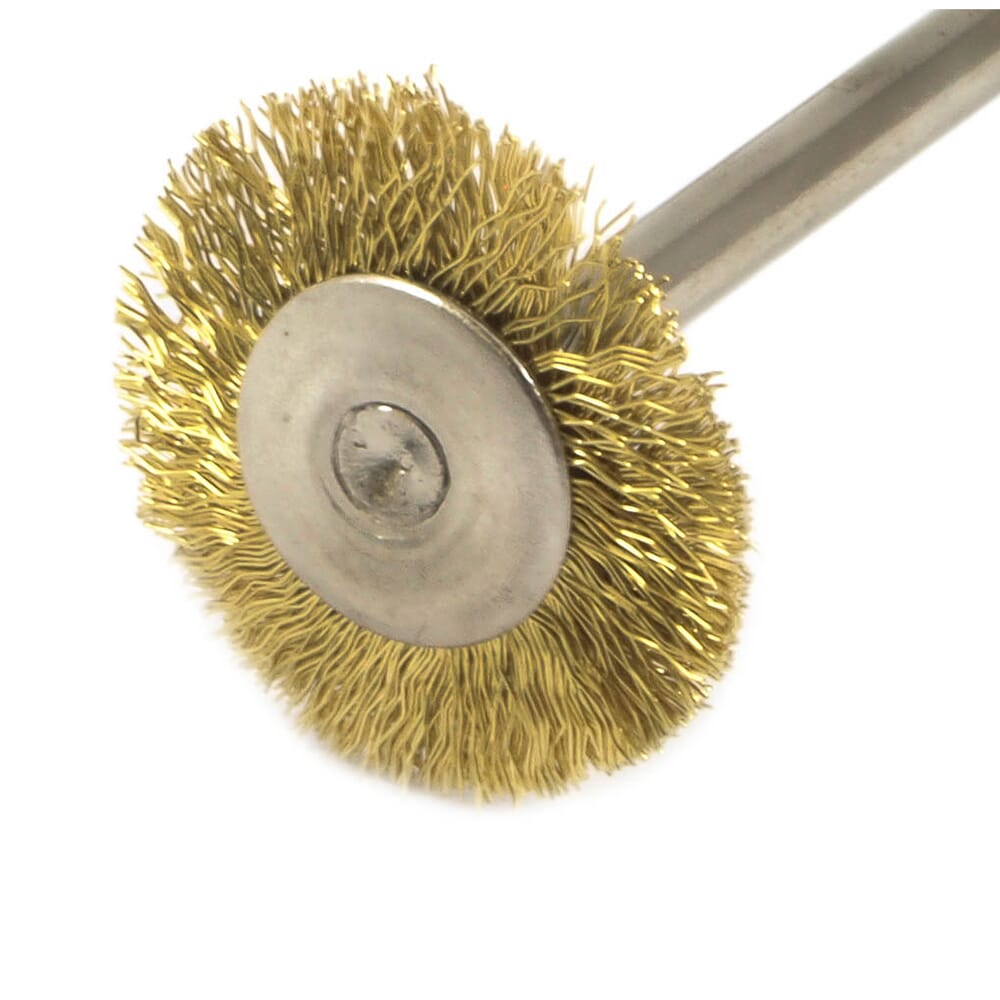 Wheel Brush Set, Brass, 3/4 in with 3/32 in Shaft, 2-Piece