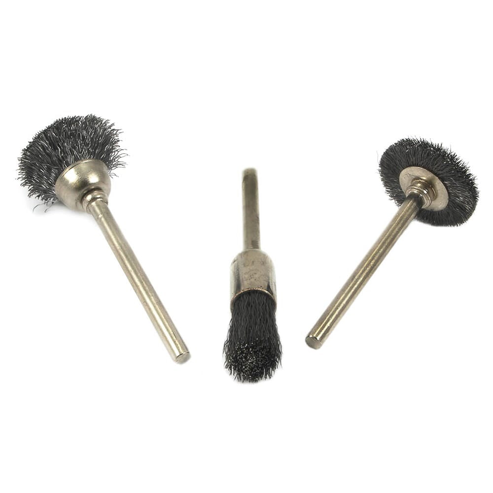 3-Piece Bristle Wire Brush Set with 1/8 in Shank