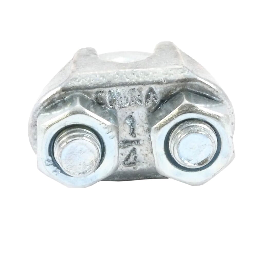 Wire Rope Clips, Zinc Plated, 1/4 in