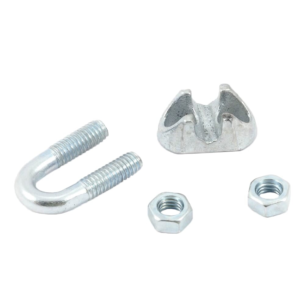 Wire Rope Clips, Zinc Plated, 1/4 in