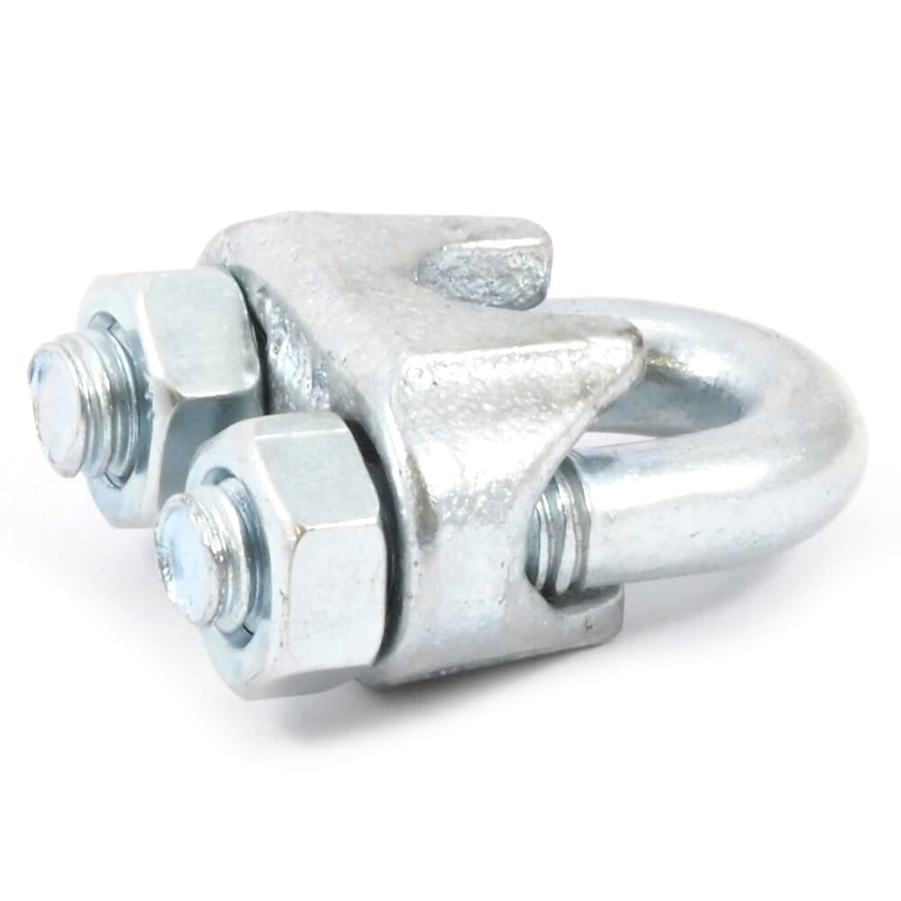 Wire Rope Clips, Zinc Plated, 1/4 in
