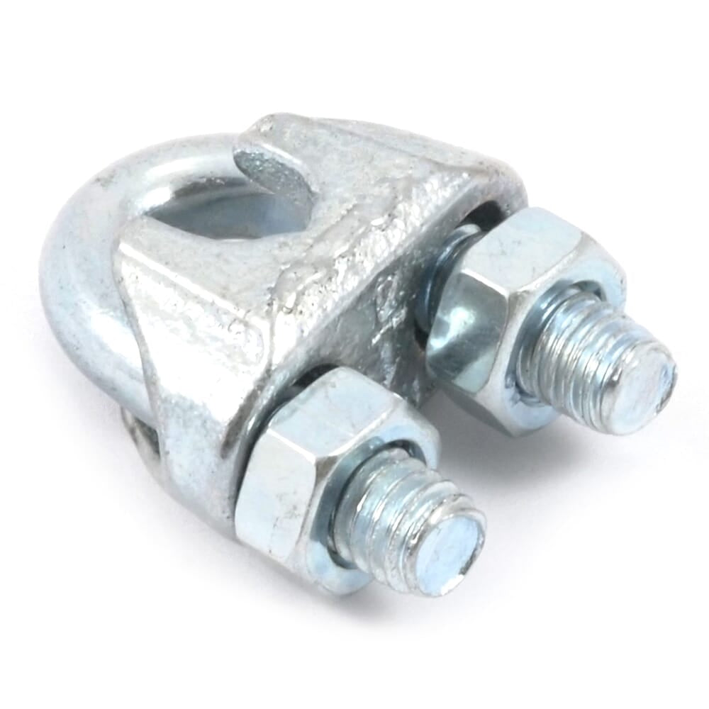 Wire Rope Clips, Zinc Plated, 1/4 in