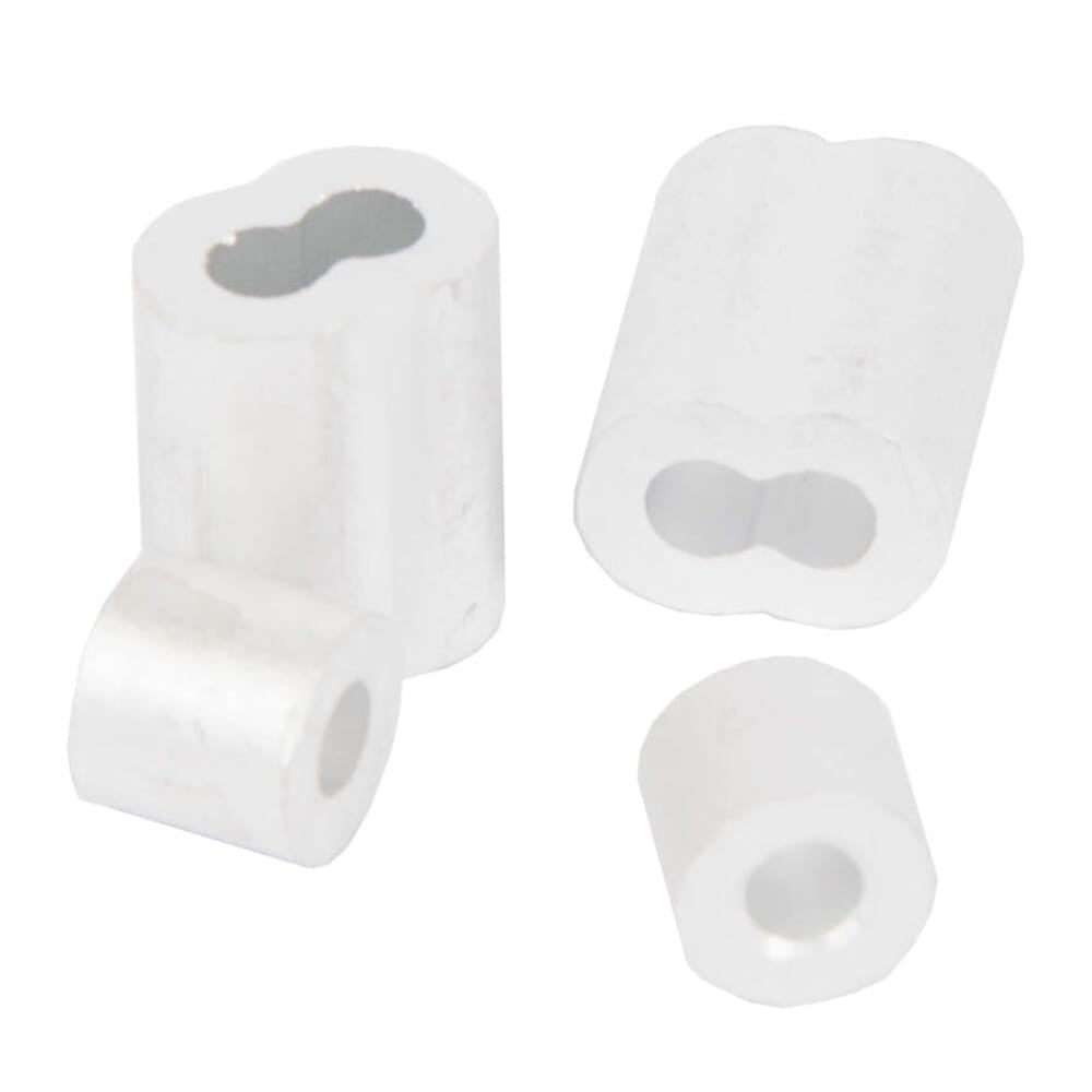 Wire Rope Sleeve and Stop, Aluminum, 1/8 in, 2-Each