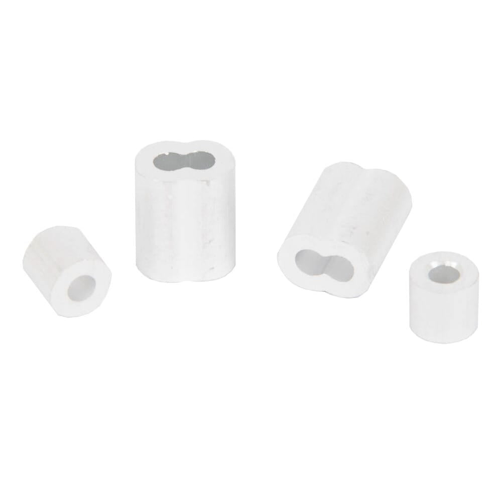 Wire Rope Sleeve and Stop, Aluminum, 1/8 in, 2-Each