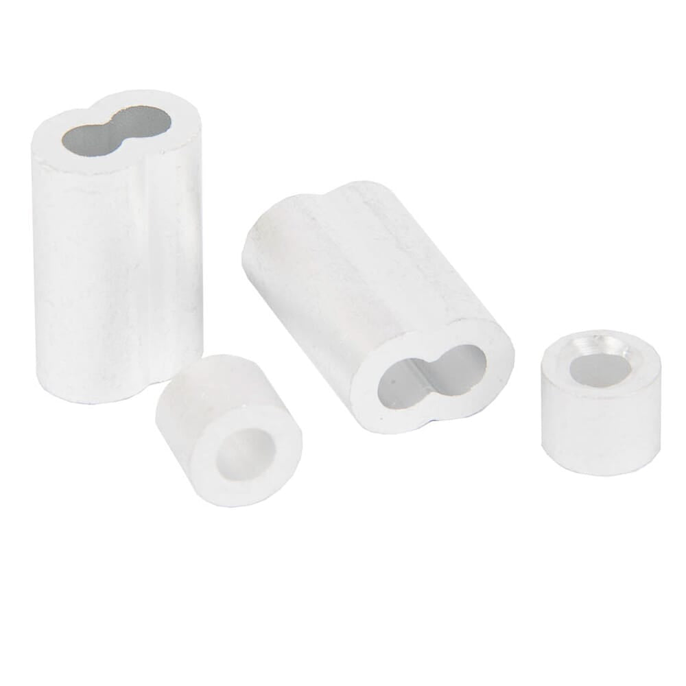 Wire Rope Sleeve and Stop, Aluminum, 3/16 in, 2-Each