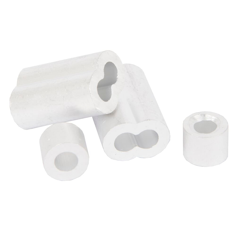 Wire Rope Sleeve and Stop, Aluminum, 3/16 in, 2-Each