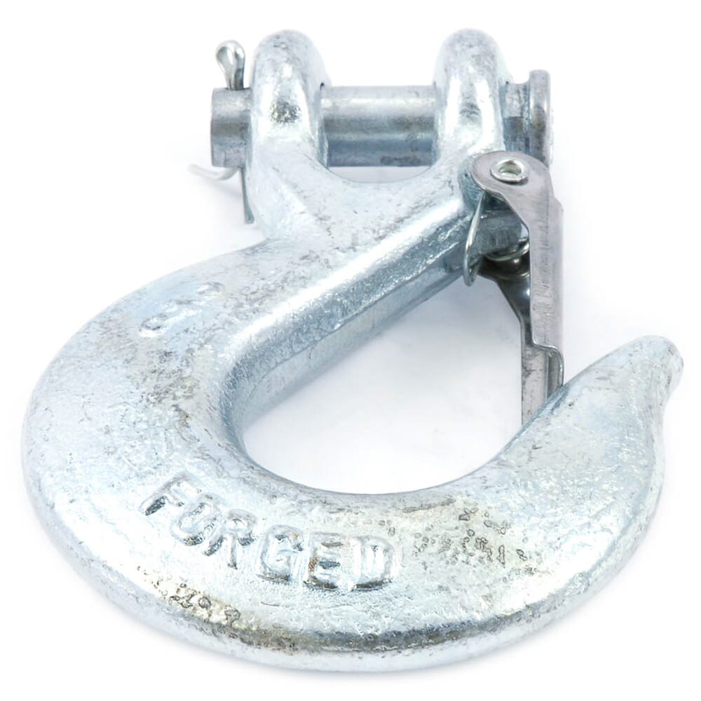 Clevis Slip Hook, Forged Galvanized, 3/8 in with Latch