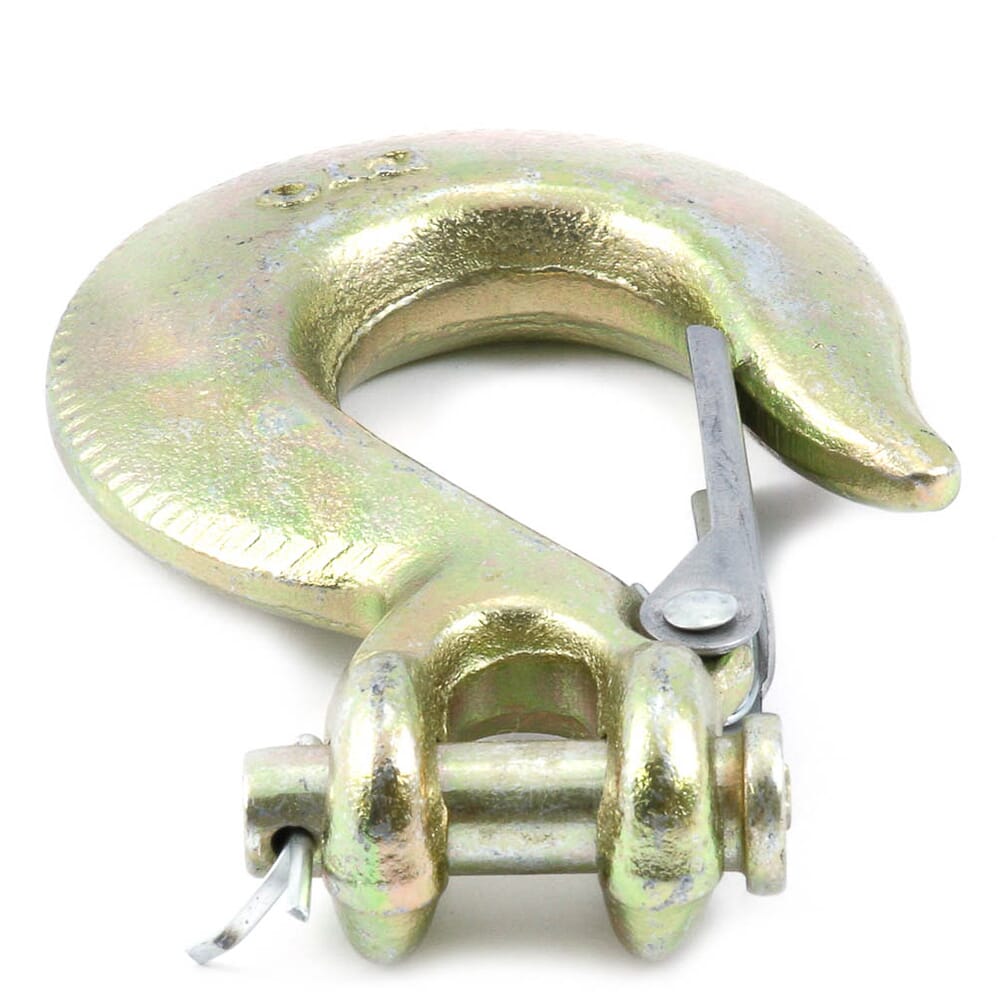 Clevis Slip Hook, Grade 70 (G70), Yellow Zinc, 5/16 in with Latch