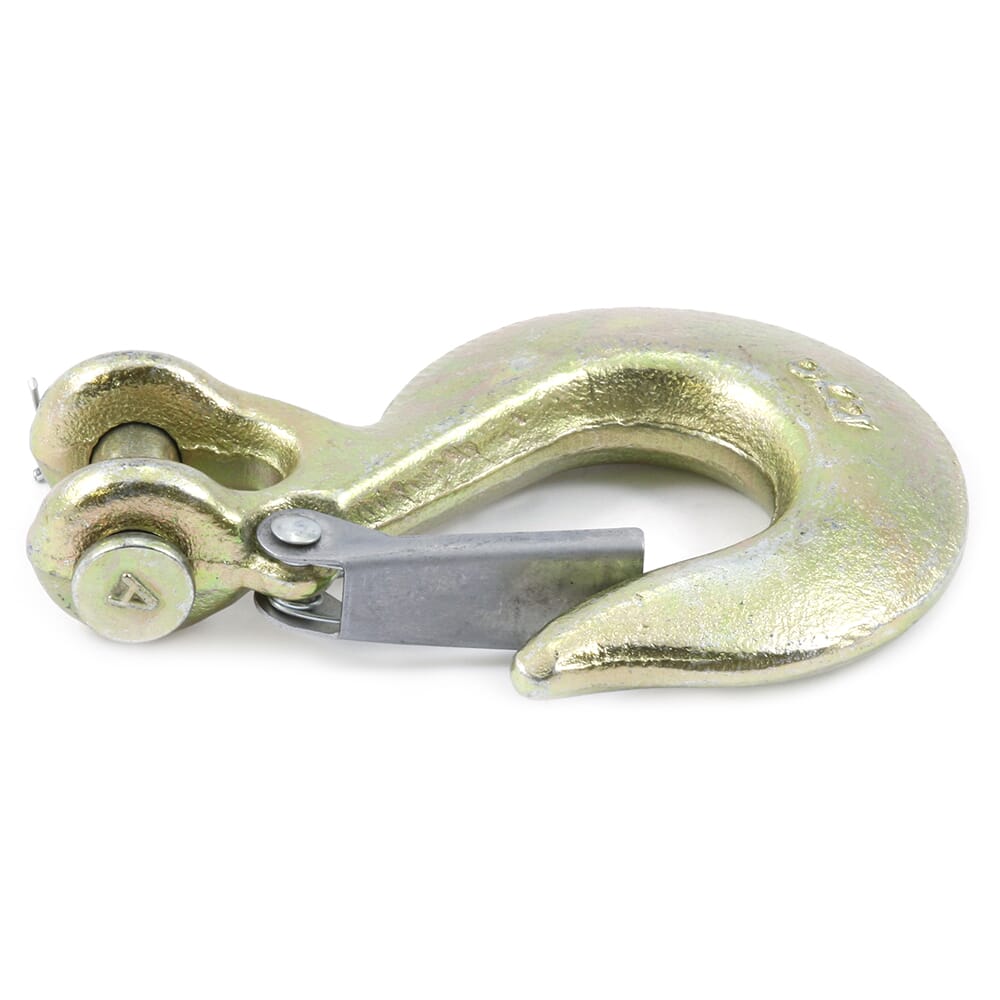 Clevis Slip Hook, Grade 70 (G70), Yellow Zinc, 5/16 in with Latch