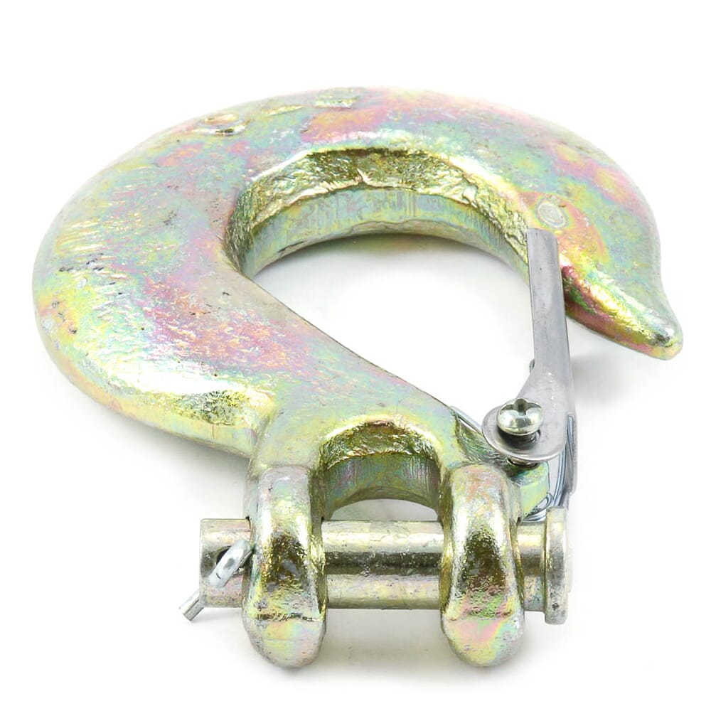 Clevis Slip Hook, Grade 70 (G70), Yellow Zinc, 3/8 in with Latch