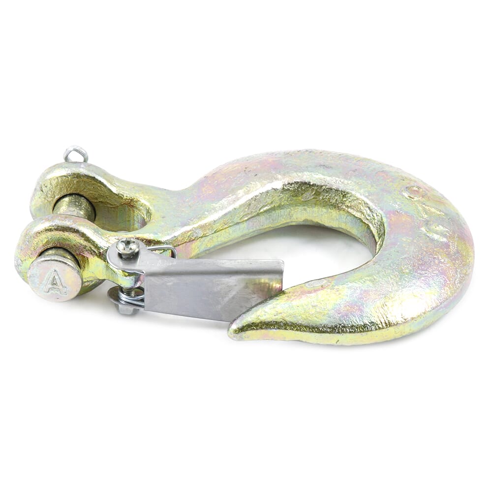 Clevis Slip Hook, Grade 70 (G70), Yellow Zinc, 3/8 in with Latch