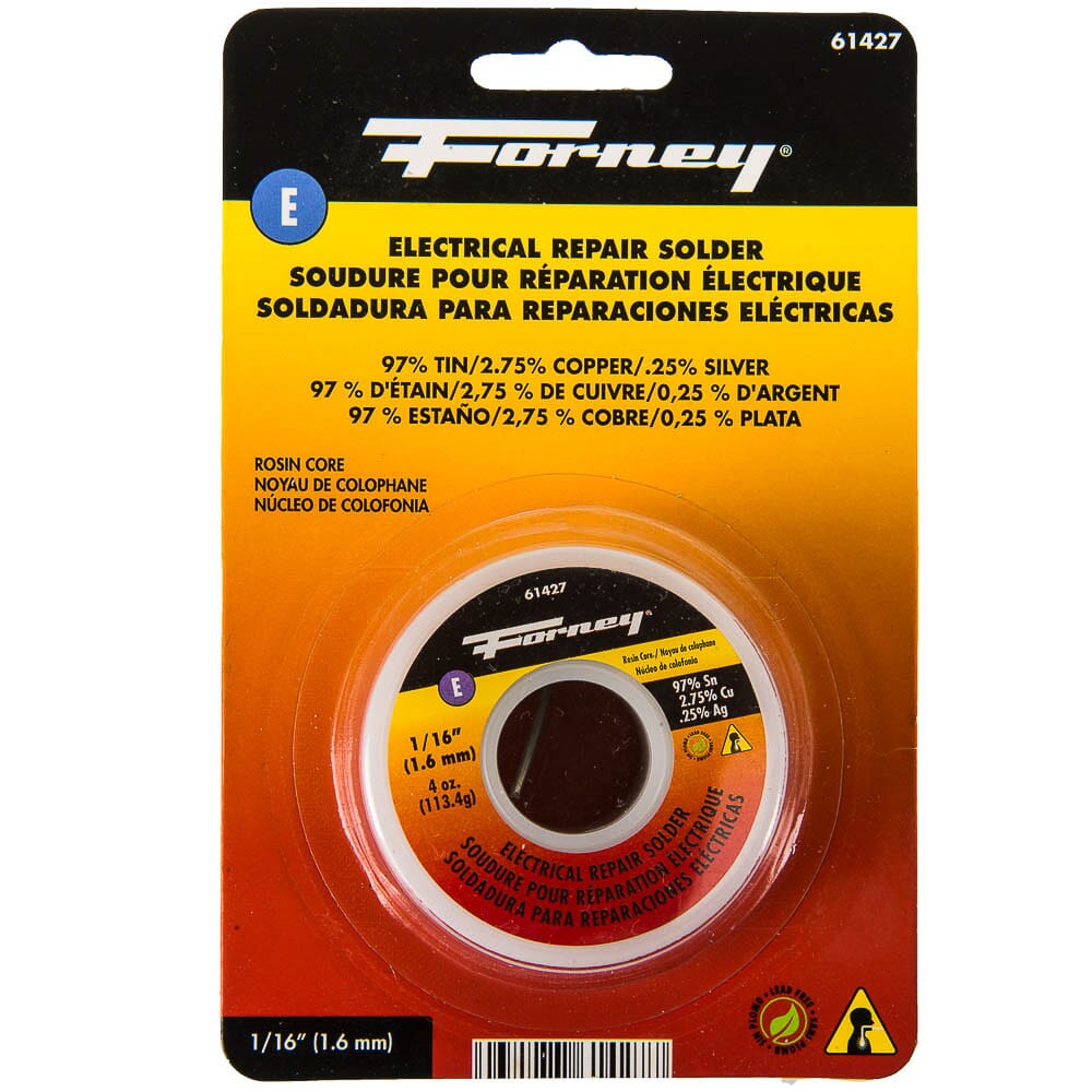 Solder, Lead Free (LF), Electrical Repair, Rosin Core, 1/16 in, 4 Ounce