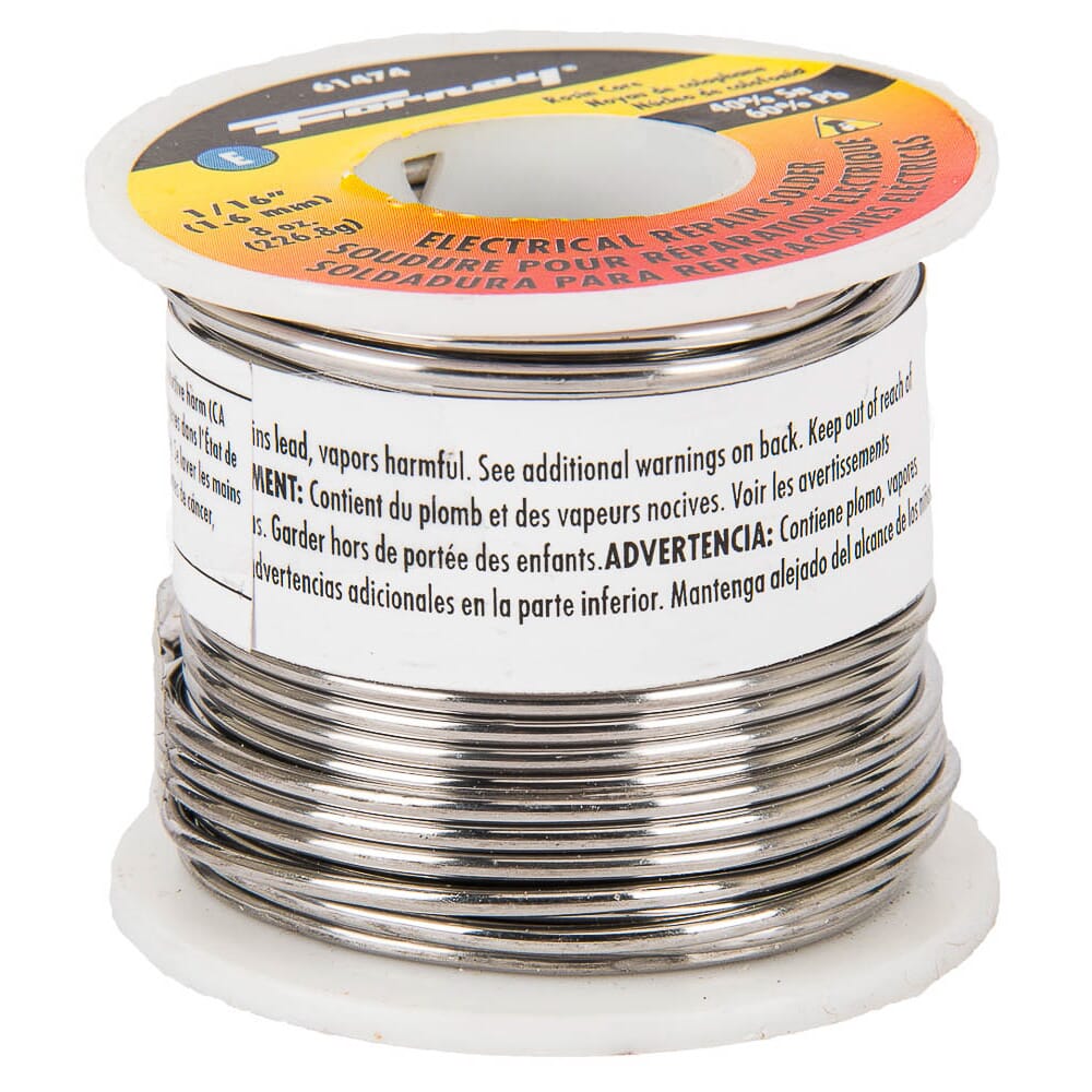 Solder, Electrical Repair, Rosin Core, 1/16 in, 8 Ounce