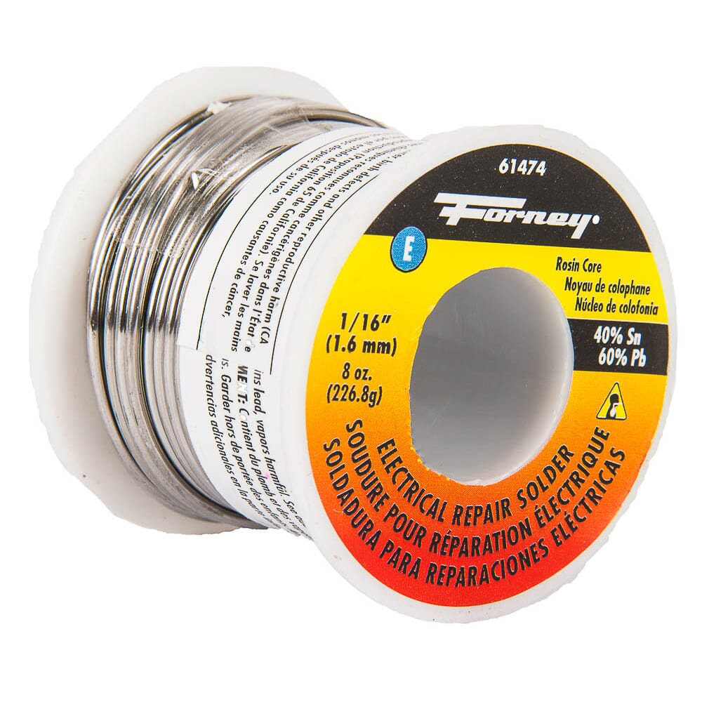 Solder, Electrical Repair, Rosin Core, 1/16 in, 8 Ounce