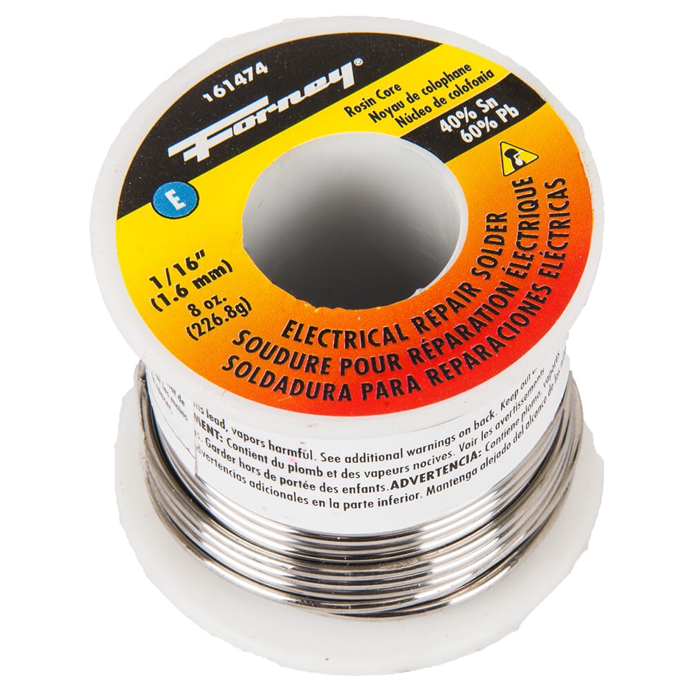 Solder, Electrical Repair, Rosin Core, 1/16 in, 8 Ounce