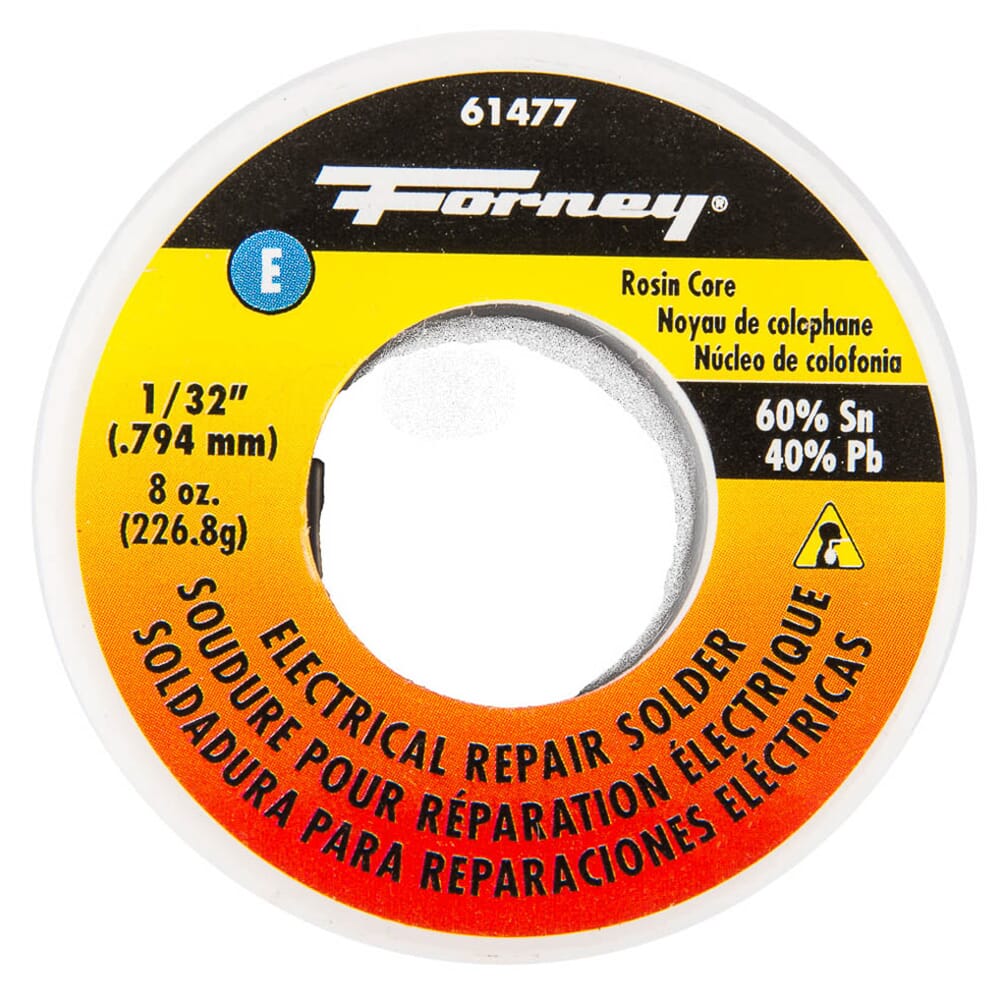 Solder, Electrical Repair, Rosin Core, 1/32 in, 8 Ounce