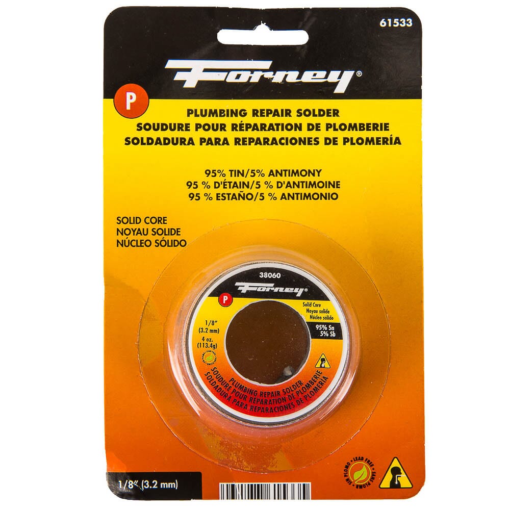 Solder, Lead Free (LF), Plumbing Repair, Solid Core, 1/8 in, 4 Ounce