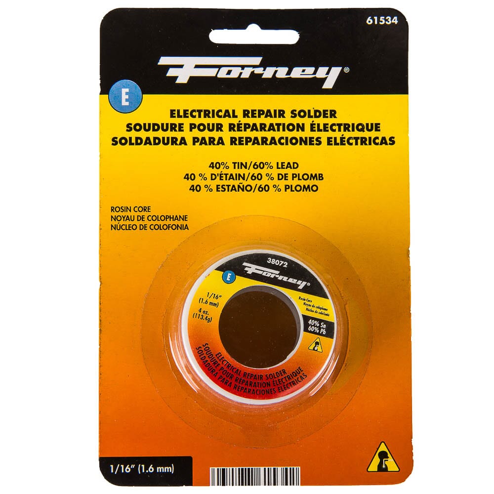 Solder, Electrical Repair, Rosin Core, 1/16 in, 4 Ounce