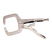 Forney deluxe locking C-clamp 10-1/2 in, steel body with swivel pads, screw adjustment, vise grip clamp