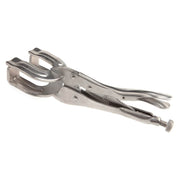 Forney deluxe welding clamp, steel locking jaw with dual U-shaped pads, spring mechanism, screw adjuster