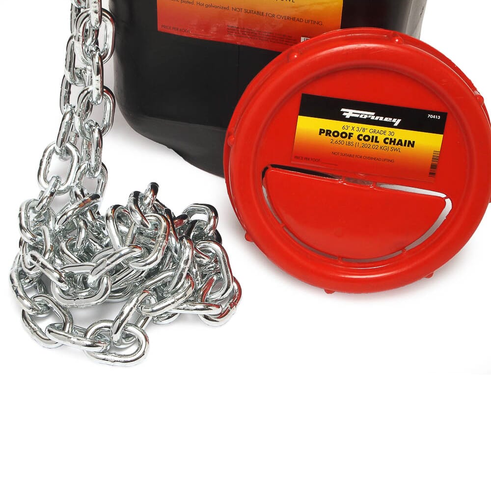 Grade 30 (G30) Proof Coil Chain, Zinc-Plated, 3/8 in x 63ft