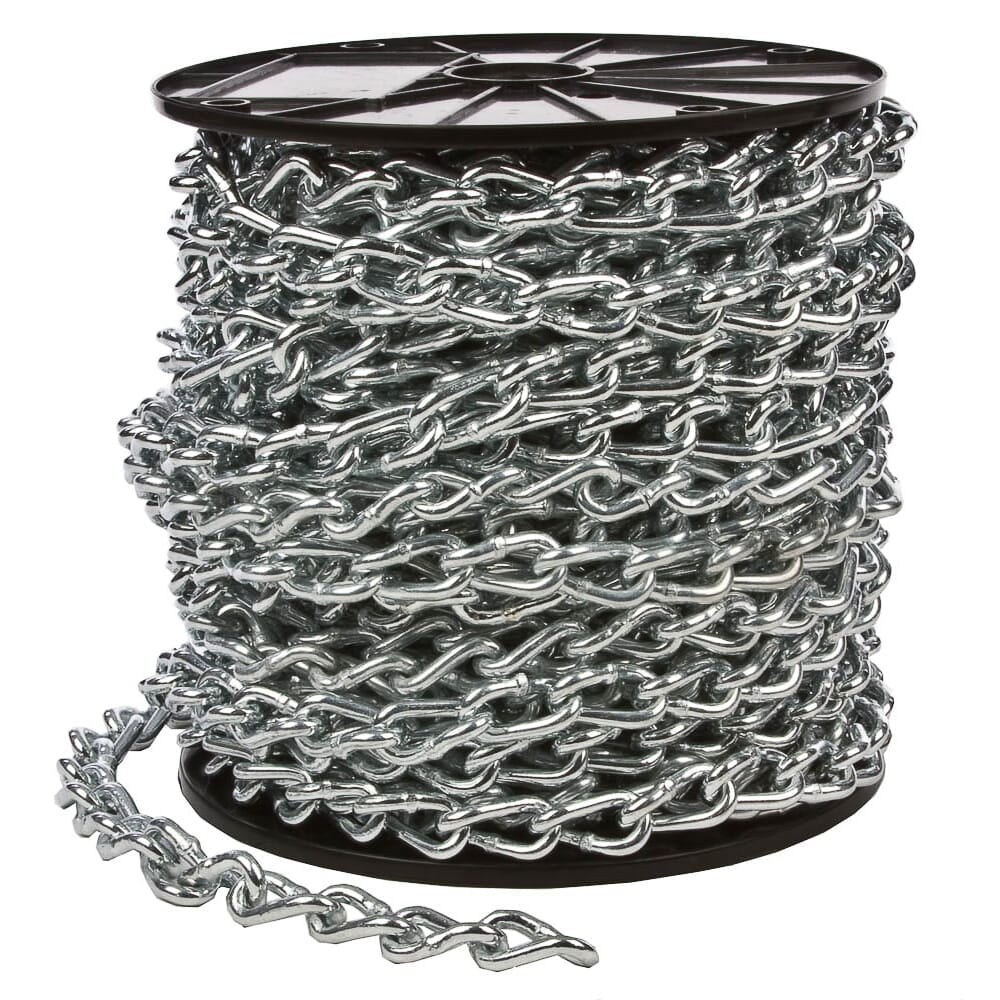 Twist Link Machine Chain, Zinc-Plated, Number 2/0 x 100ft