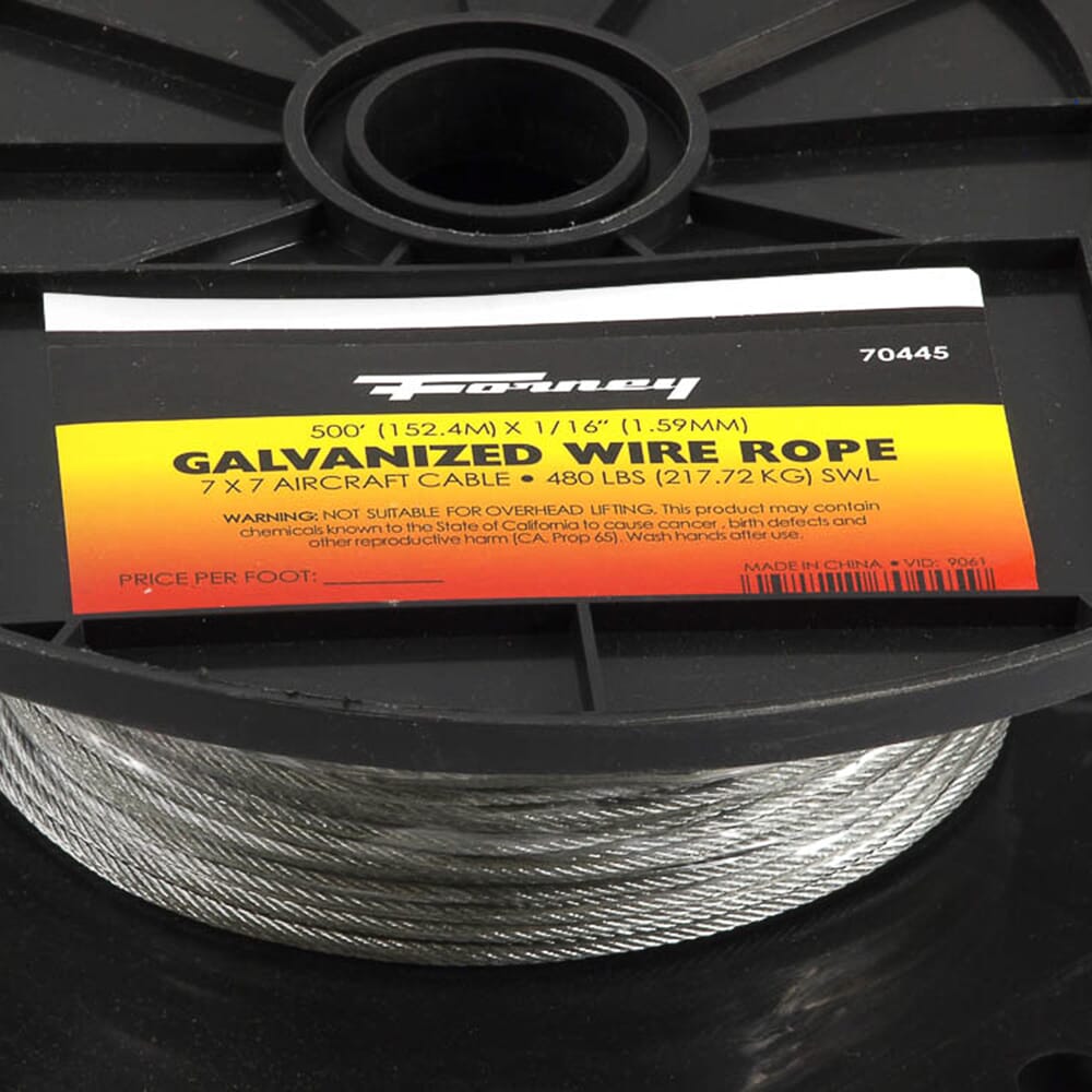 Wire Rope, Aircraft Cable, 1/16 in x 500ft