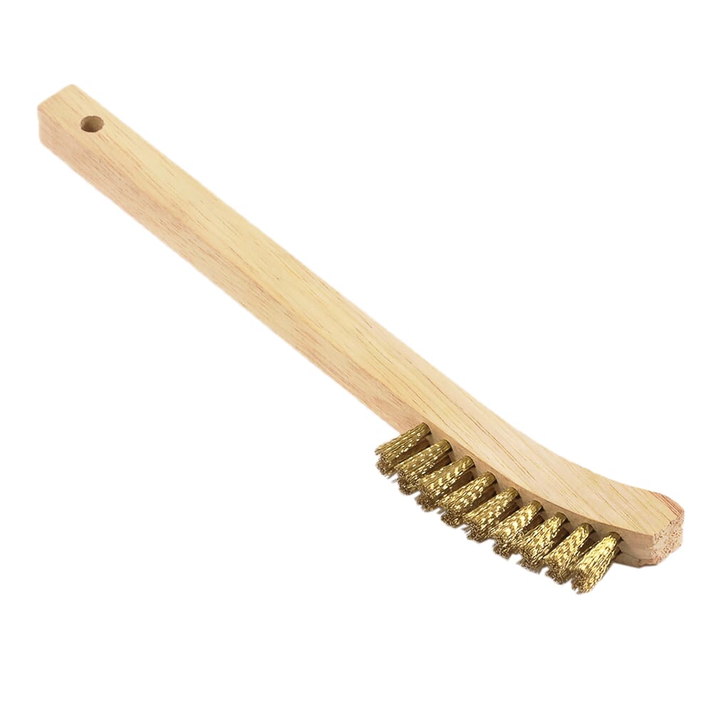 Scratch Brush with Curved Handle, Brass, 2 x 9 Rows