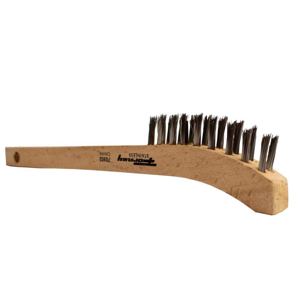 Scratch Brush with Curved Handle, Stainless, 2 x 9 Rows