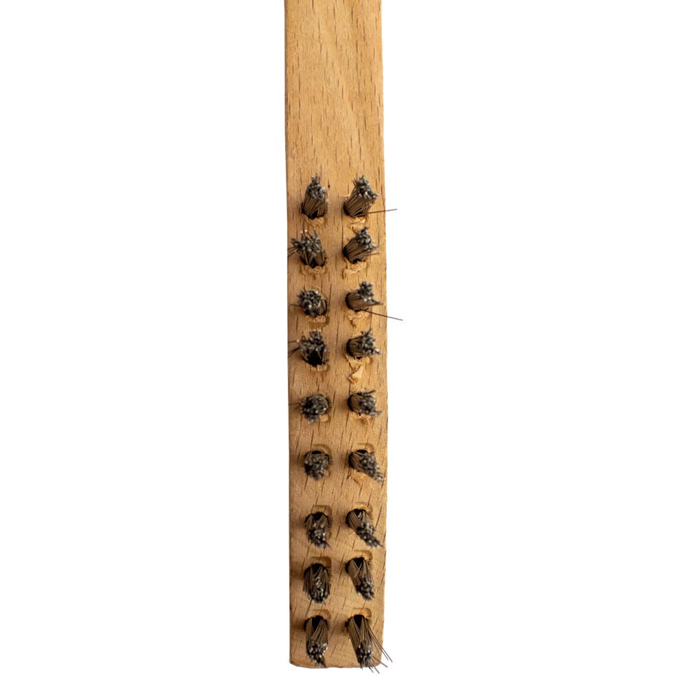 Scratch Brush with Curved Handle, Stainless, 2 x 9 Rows