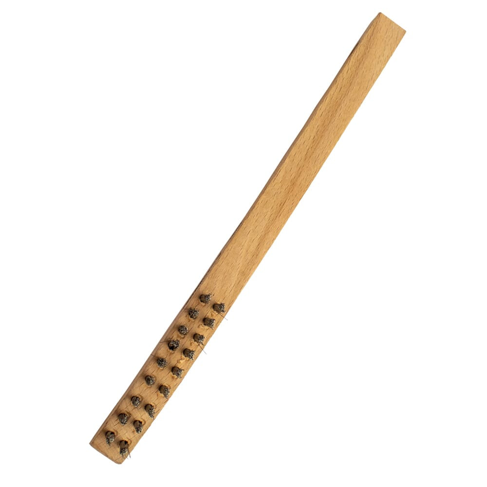 Scratch Brush with Curved Handle, Stainless, 2 x 9 Rows