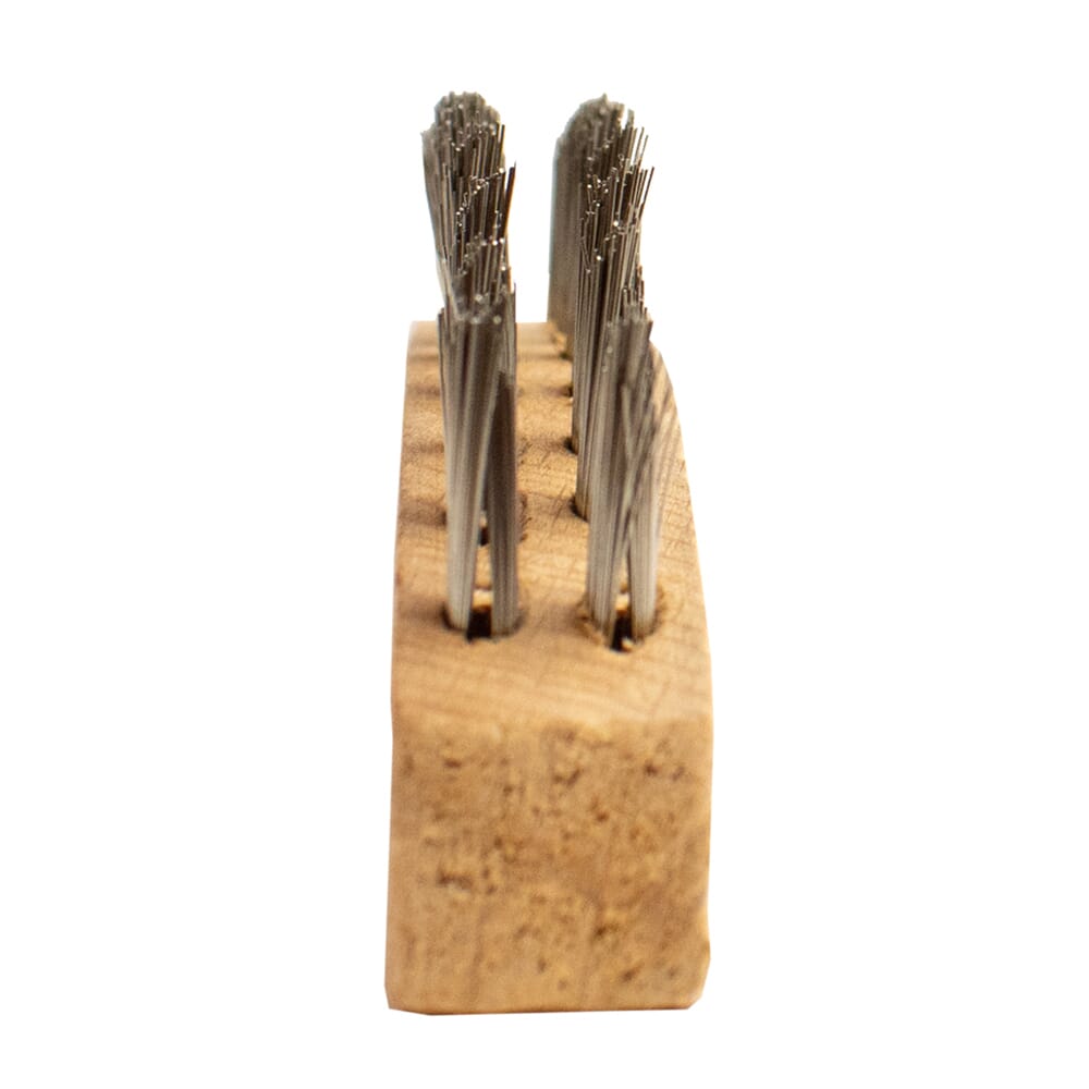Scratch Brush with Curved Handle, Stainless, 2 x 9 Rows