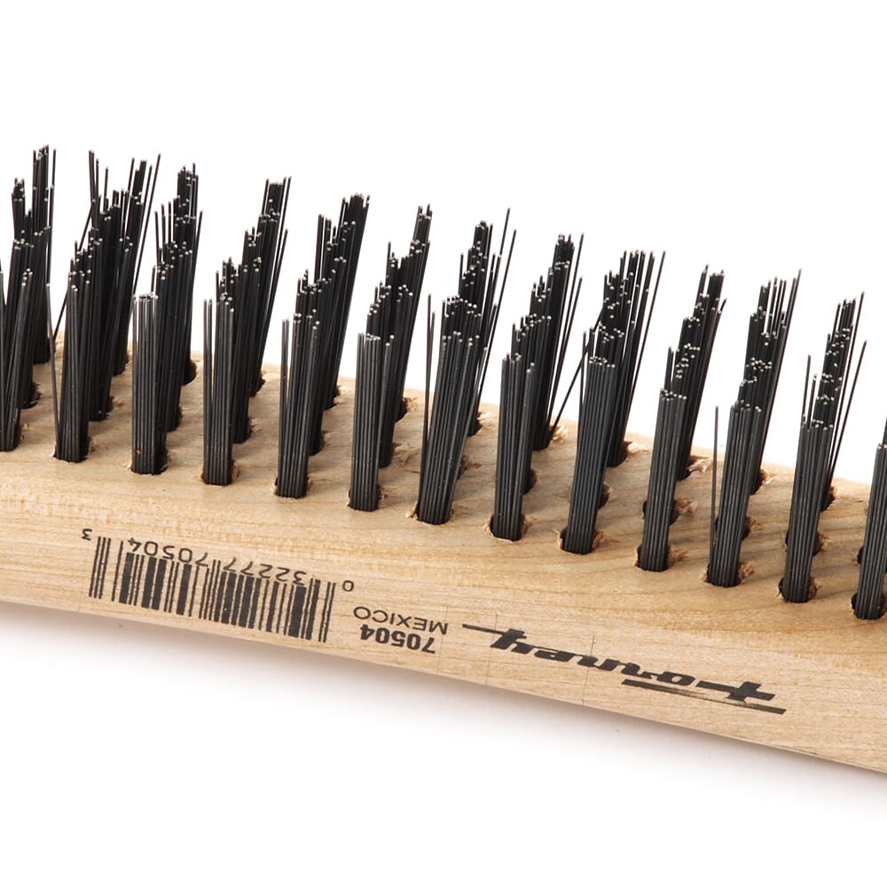 Scratch Brush with Long Handle, Carbon, 3 x 19 Rows