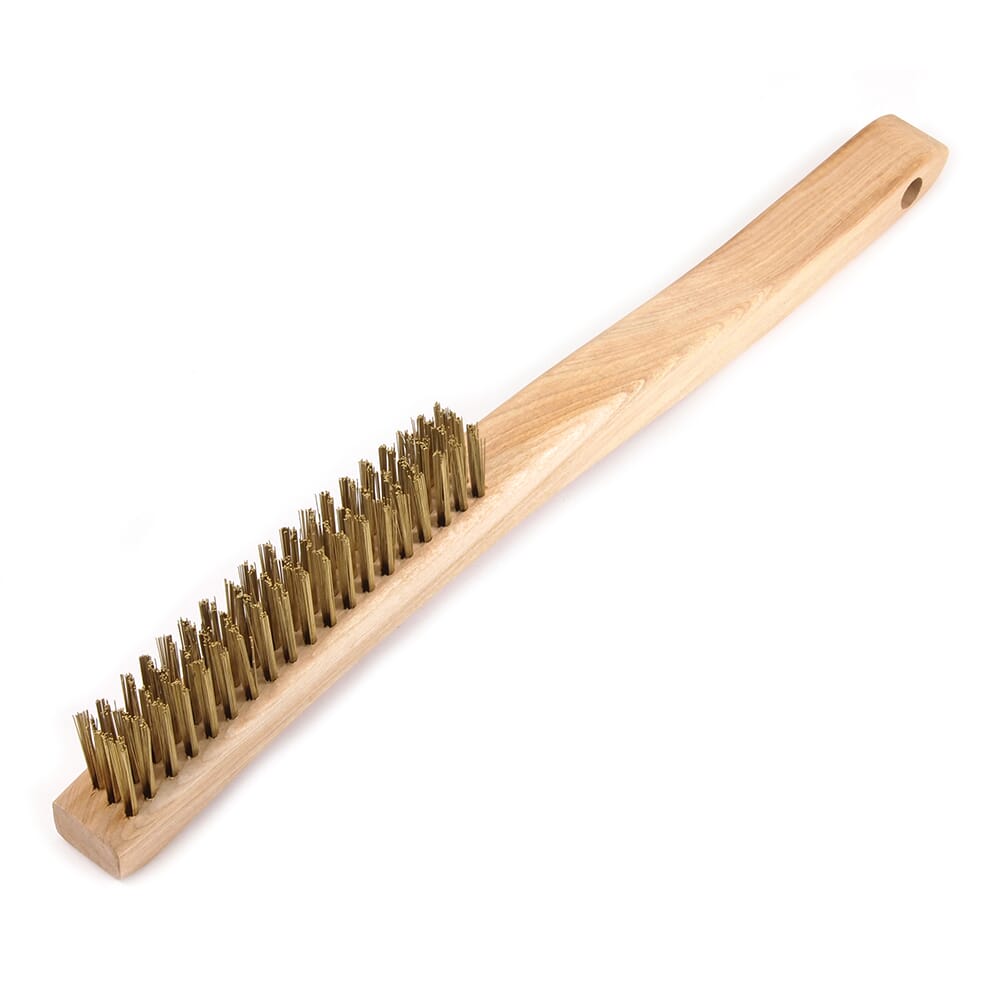 Scratch Brush with Long Handle, Brass, 3 x 19 Rows