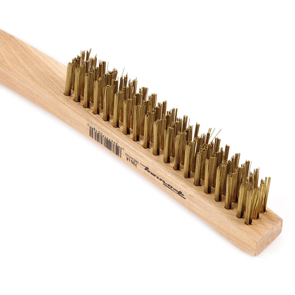 Scratch Brush with Long Handle, Brass, 3 x 19 Rows
