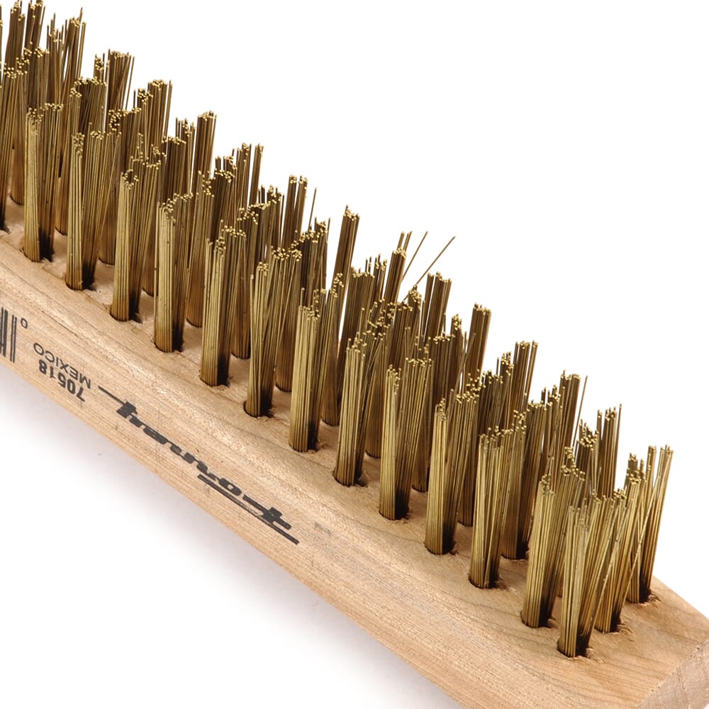 Scratch Brush with Long Handle, Brass, 3 x 19 Rows