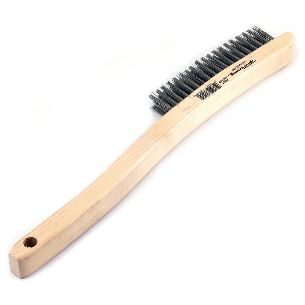 Scratch Brush with Long Handle, Stainless Steel, 3 x 19 Rows