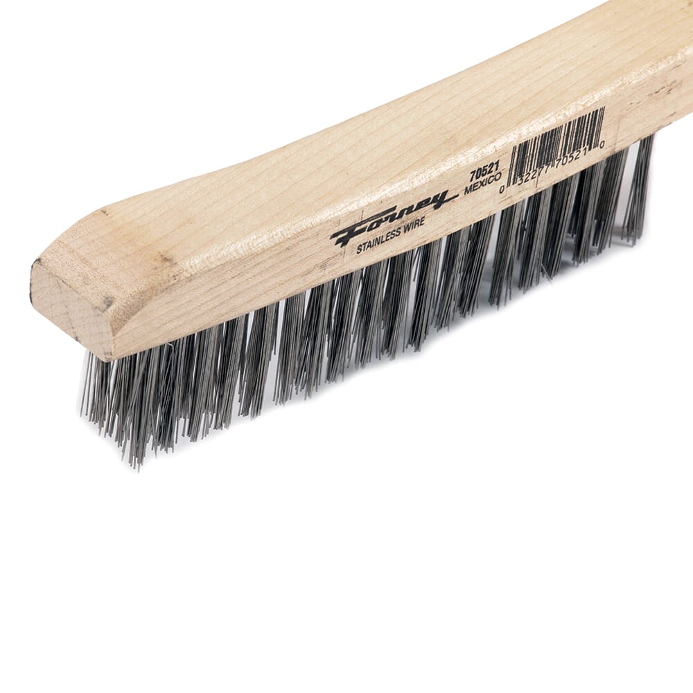 Scratch Brush with Long Handle, Stainless Steel, 3 x 19 Rows