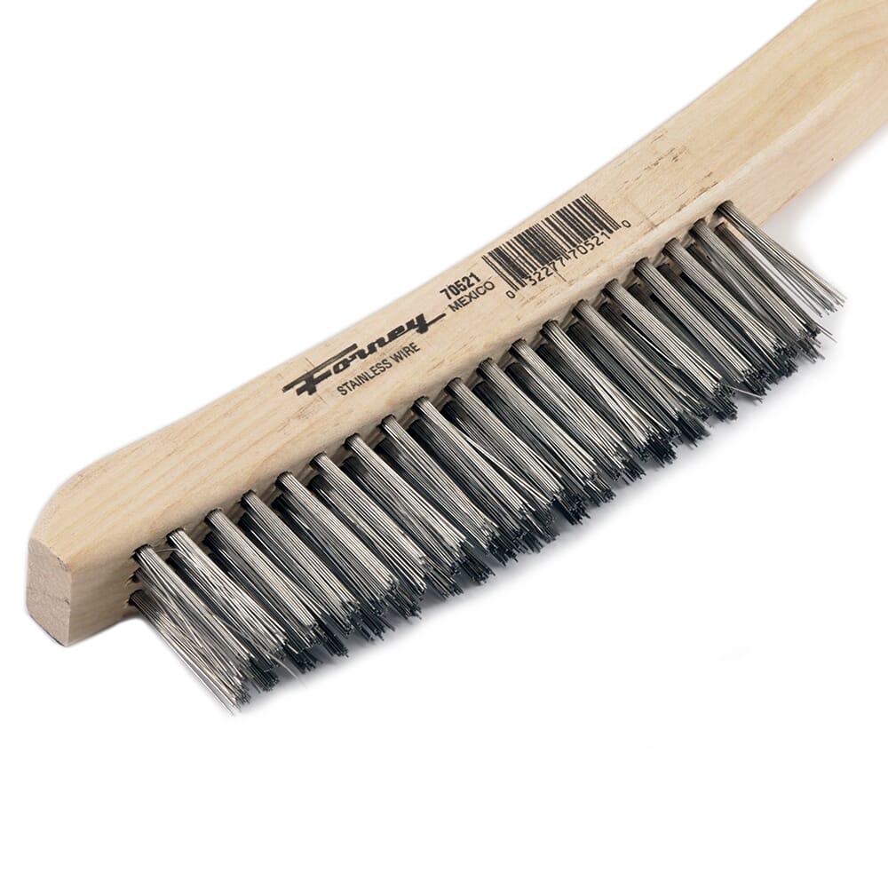 Scratch Brush with Long Handle, Stainless Steel, 3 x 19 Rows