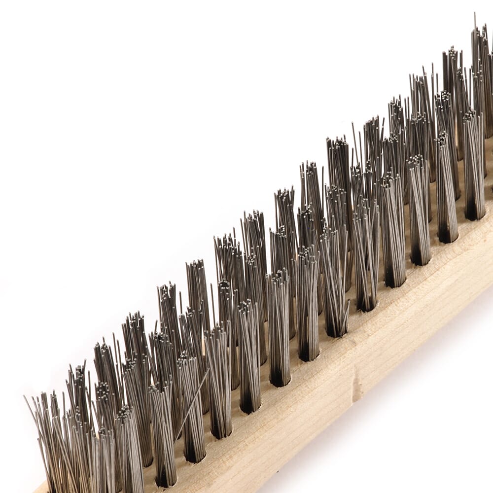 Scratch Brush with Long Handle, Stainless Steel, 3 x 19 Rows