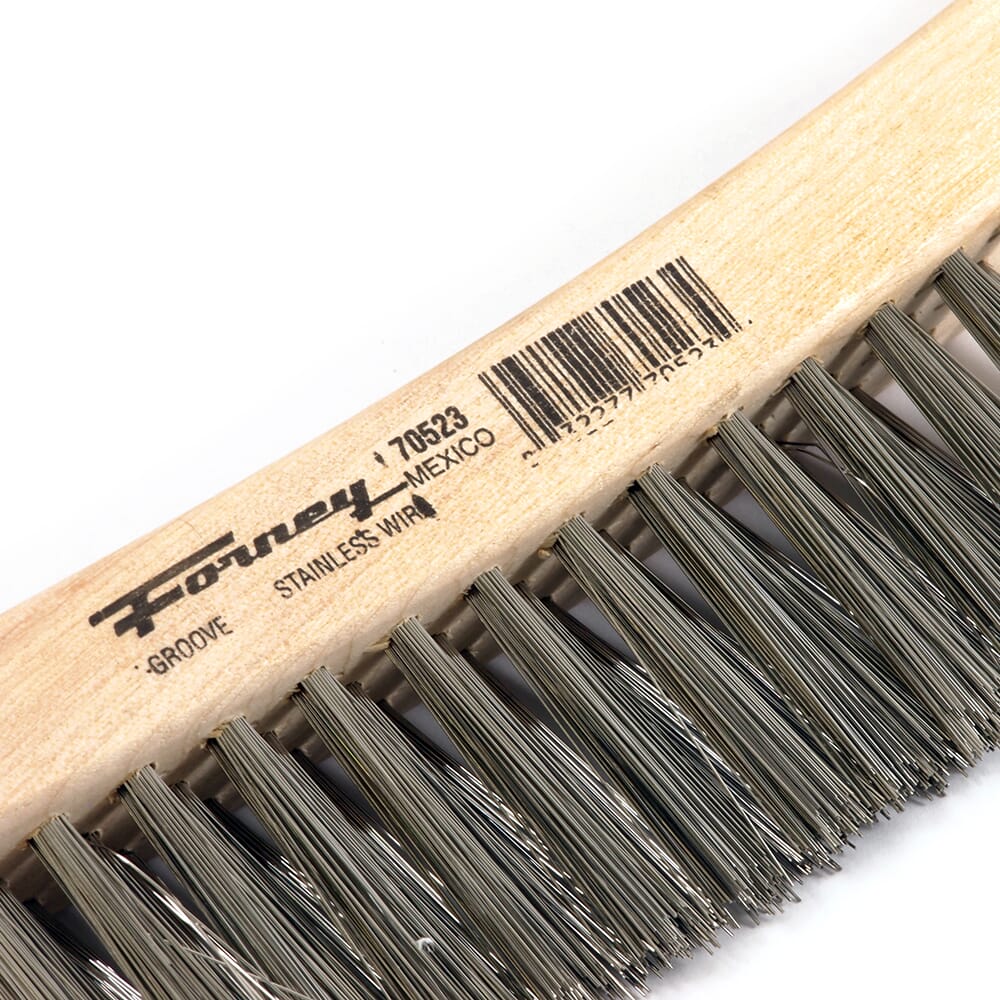 Scratch Brush, V-Groove, Stainless, 3 x 19 Rows