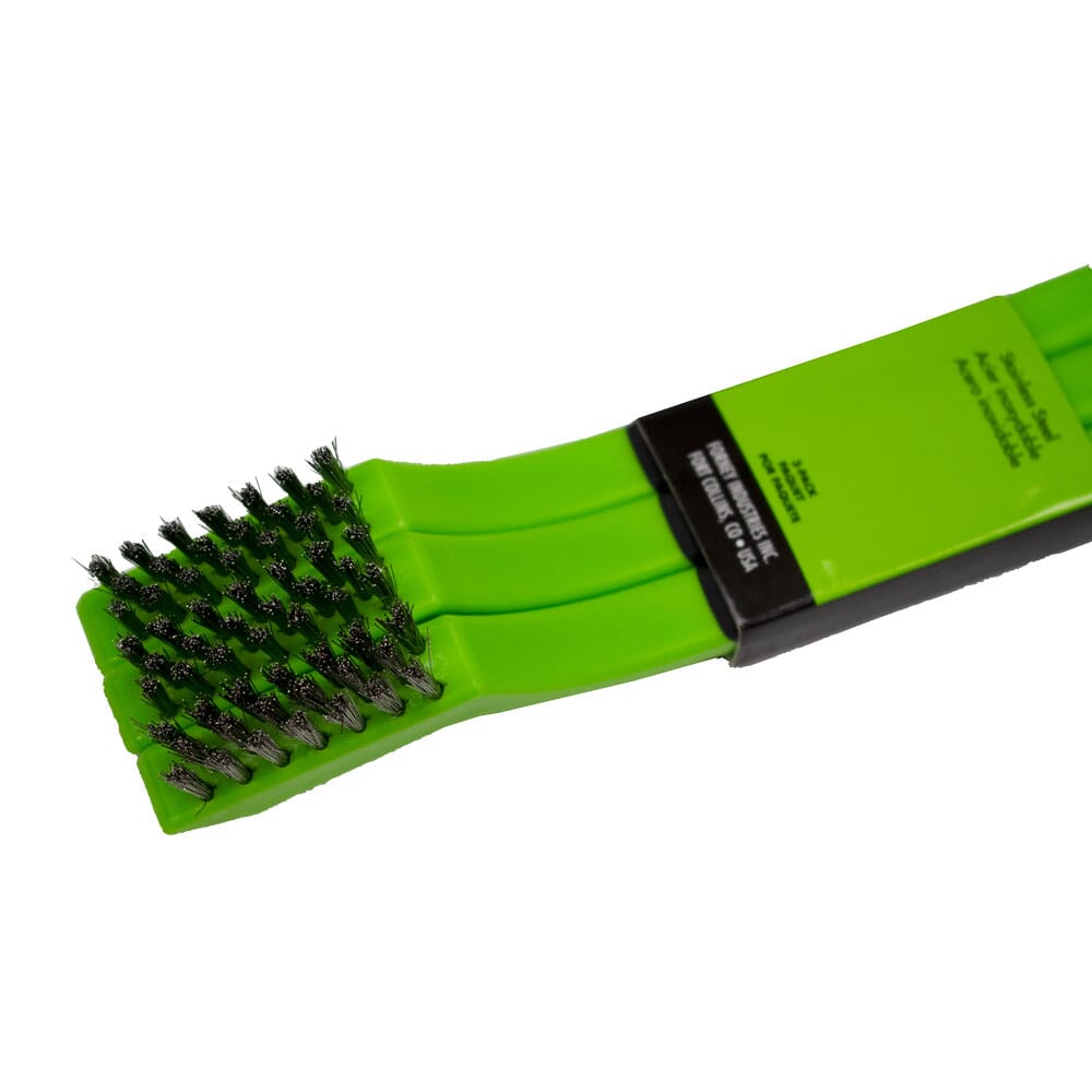 Scratch Brush with Plastic Handle, Stainless, 3 x 7 Rows, 3-Pack