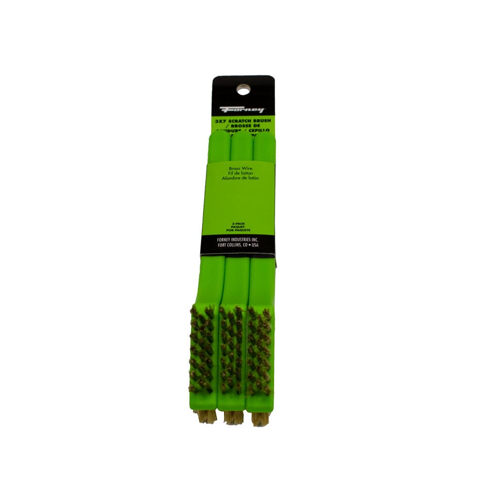 Scratch Brush with Plastic Handle, Brass, 3 x 7 Rows, 3-Pack