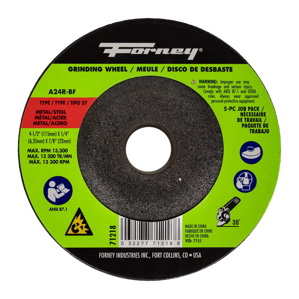 5-Pack of Forney®  71877 (4-1/2 in Metal Grinding Wheel)